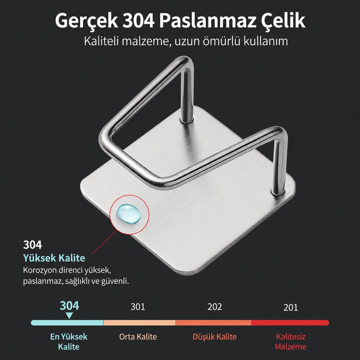 Paslanmaz Çelik Lavabo Sünger Rafı | Delmeden Yapışkanlı Sünger Tutucu