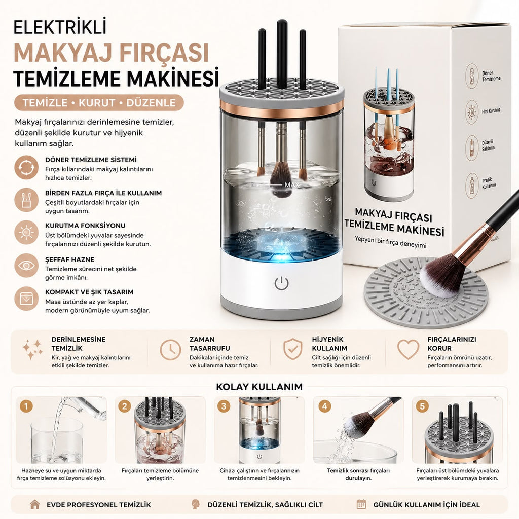 Elektrikli Makyaj Fırçası Temizleme Makinesi