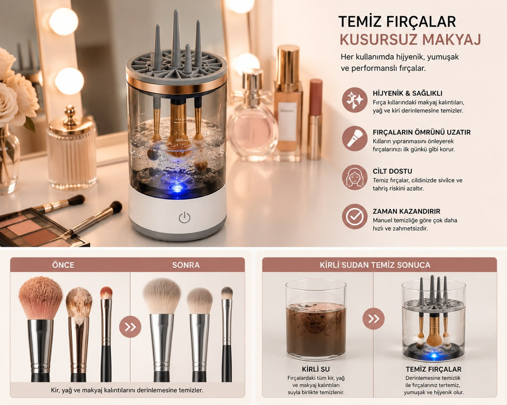 Elektrikli Makyaj Fırçası Temizleme Makinesi